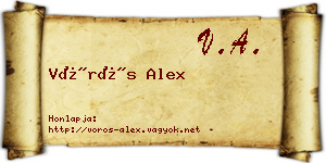 Vörös Alex névjegykártya